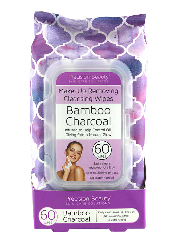 Precision Beauty Make Up Removing Cleansing Wipes, Bamboo Charcoal 60ct