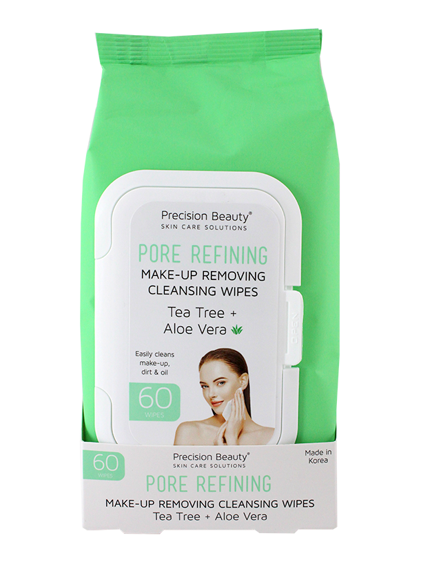MAKE UP REMOVING CLEANSING WIPES, TEA TREE & ALOE VERA 60CT