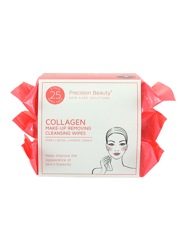 3 X 25CT  MAKE UP REMOVING CLEANSING WIPES, COLLAGEN