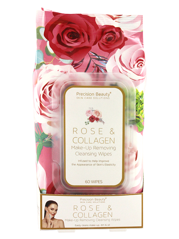 MAKE UP REMOVING CLEANSING WIPES, ROSE & COLLAGEN 60CT