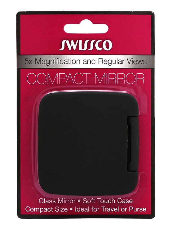 Soft Touch Compact Mirror Black, 1X/5X