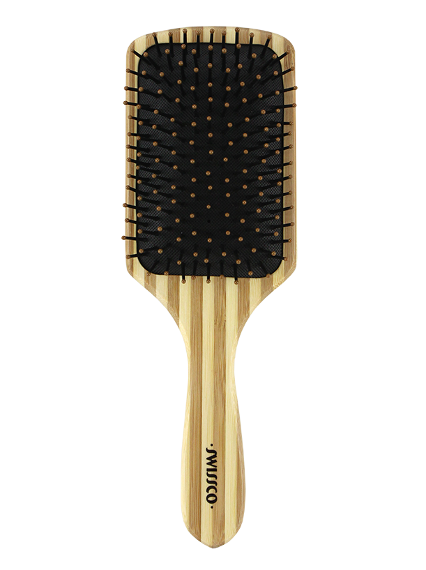 Striped Bamboo Paddle Hair Brush Cushion Polypin