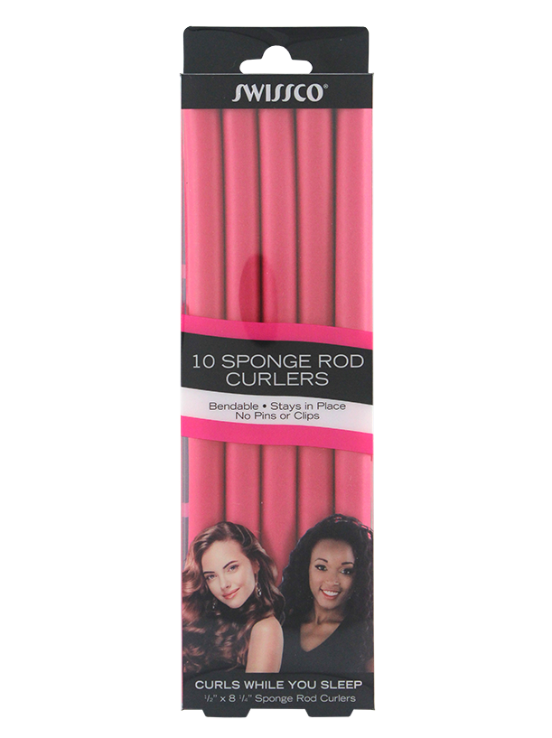 10 Pack Sponge Rod Hair Curlers Assorted Colors Swissco LLC