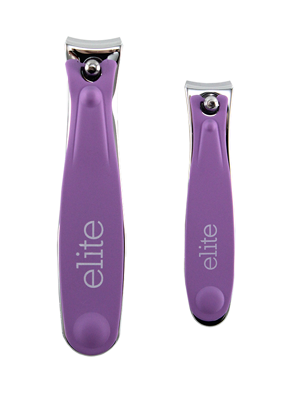 2PC NAIL CLIPPER SET W SOFT TOUCH GRIP. PINK PURPLE Swissco LLC