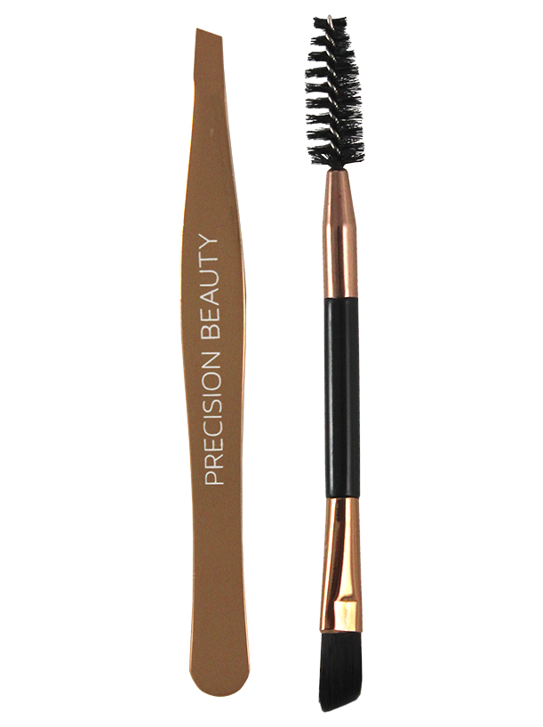 Rose Gold Collection Slanted Tweezers & Brow Spoolie Brush 