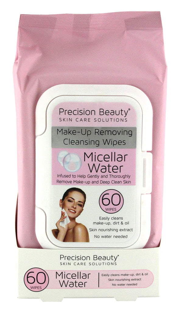 Precision Beauty Make Up Removing Cleansing Wipes, Micellar Water 60ct