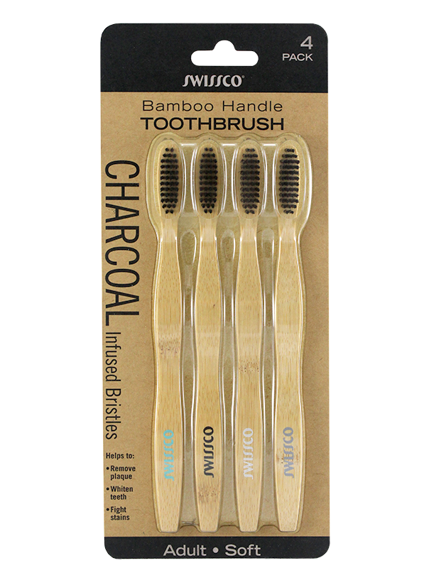 4PK BAMBOO HANDLE CHARCOAL TOOTHBRUSH SOFT