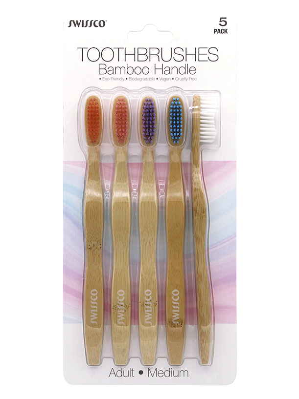 5PK BAMBOO HANDLE TOOTHBRUSH MEDIUM