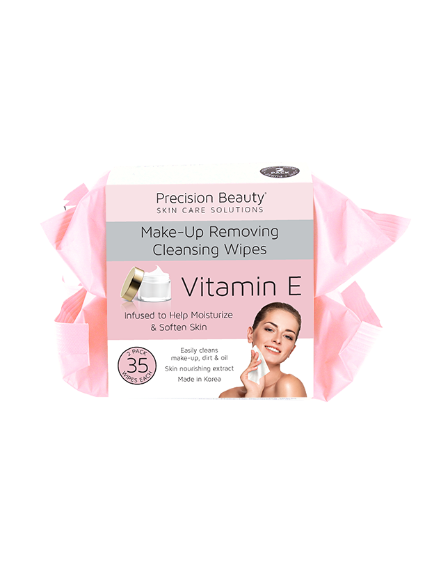 2 X 35CT MAKE UP REMOVING CLEANSING WIPES, VITAMIN E (PASTEL)