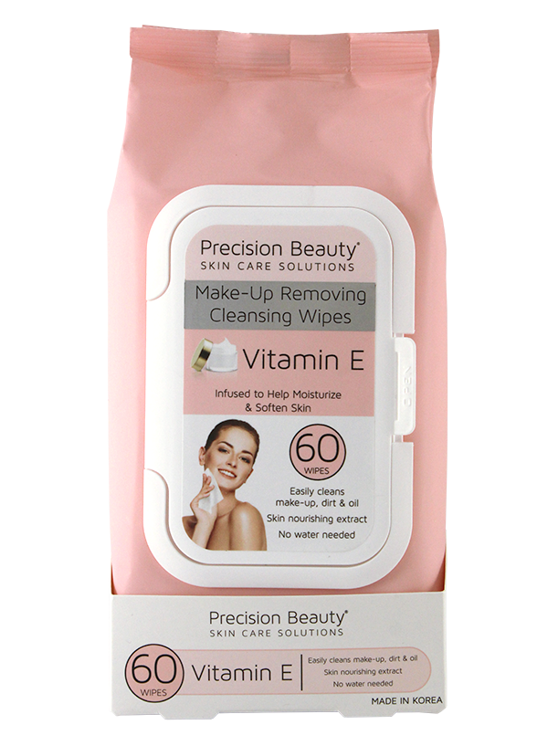MAKE UP REMOVING CLEANSING WIPES, VITAMIN E 60CT