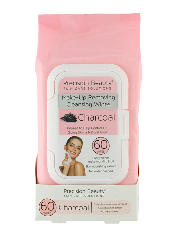 Precision Beauty Make Up Removing Cleansing Wipes, Charcoal 60ct (Pastel)