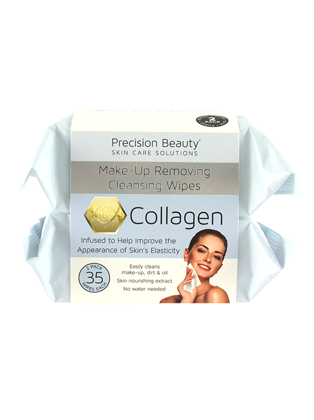 Precision Beauty 2 x 35ct Make Up Removing Cleansing Wipes, Collagen 