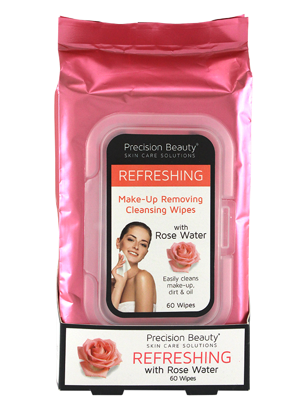 MAKE UP REMOVING CLEANSING WIPES, ROSE WATER 60CT