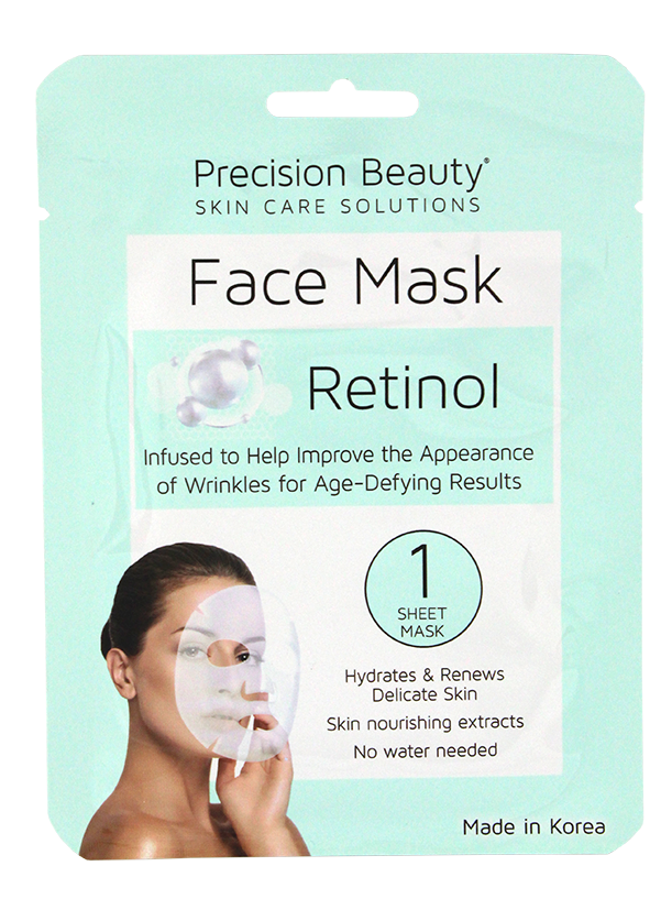 Precision Beauty 5 Pack Korean Facial Mask, Retinol (Pastel)