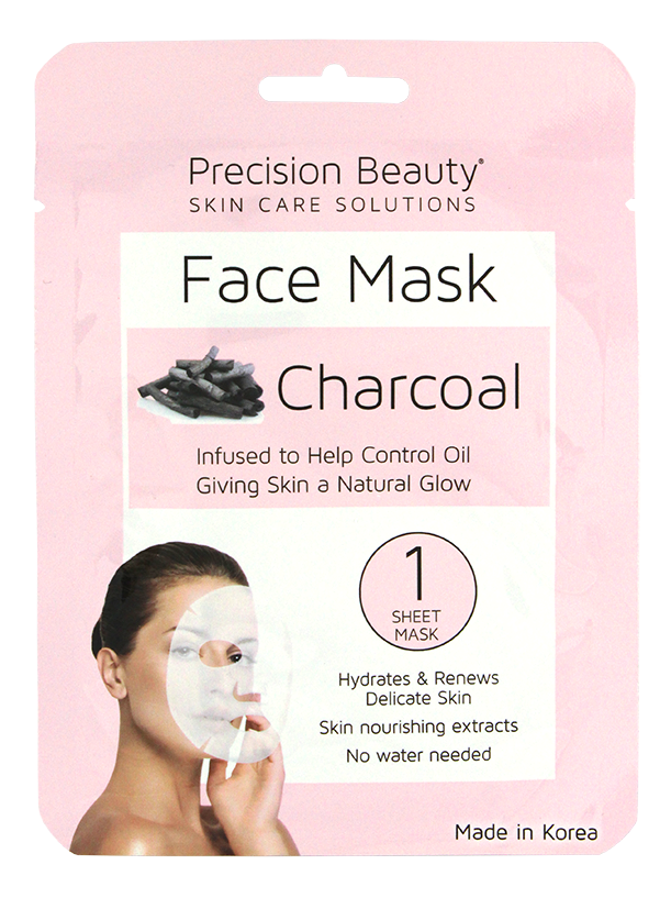 Precision Beauty 5 Pack Korean Facial Mask, Charcoal (Pastel)