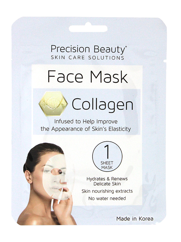 Precision Beauty 5 Pack Korean Facial Mask, Collagen (Pastel)