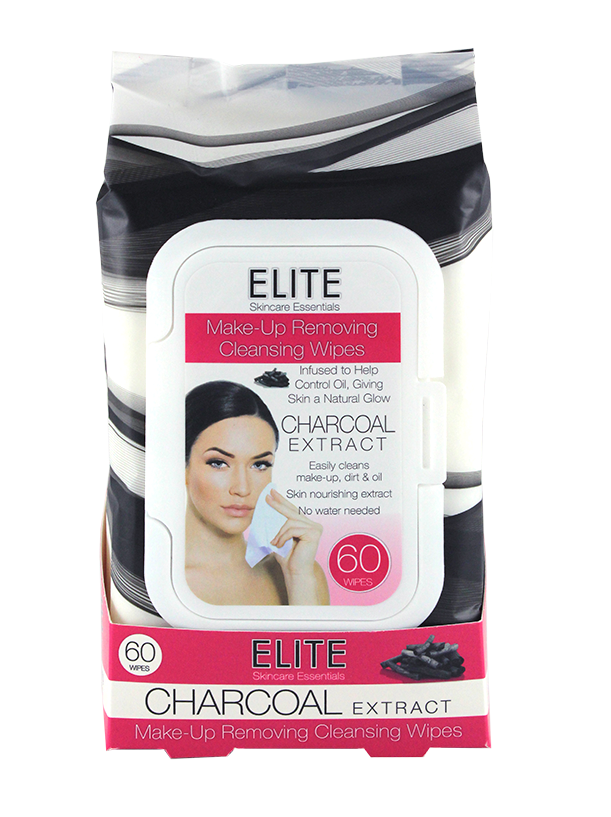 Elite Make Up Removing Cleansing Wipes, Charcoal 60ct
