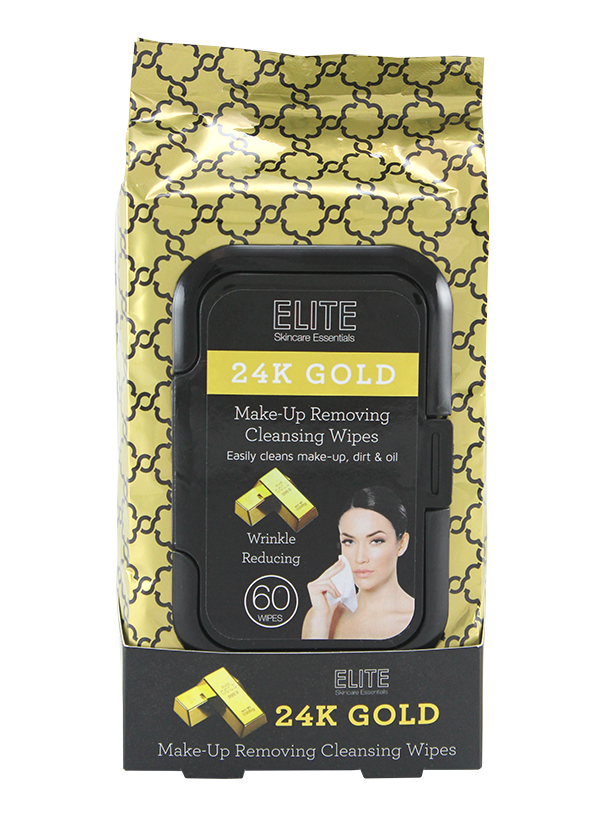 Elite Make Up Removing Cleansing Wipes, Gold 60ct