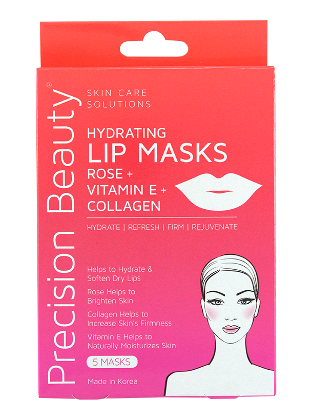 Precision Beauty 5 Pack Korean Lip Mask, Collagen, Rose Oil and Vitamin E