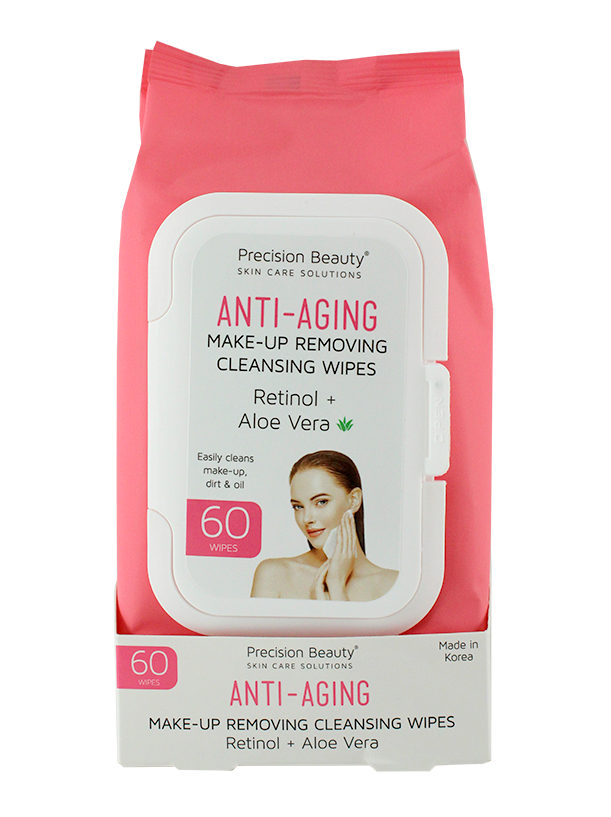 MAKE UP REMOVING CLEANSING WIPES, RETINOL & ALOE VERA 60CT