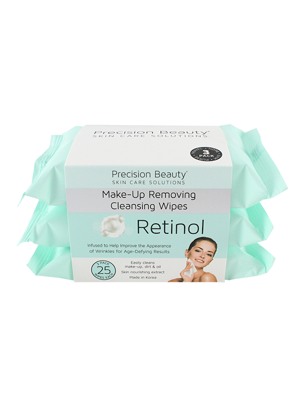 3 X 25CT  MAKE UP REMOVING CLEANSING WIPES, RETINOL