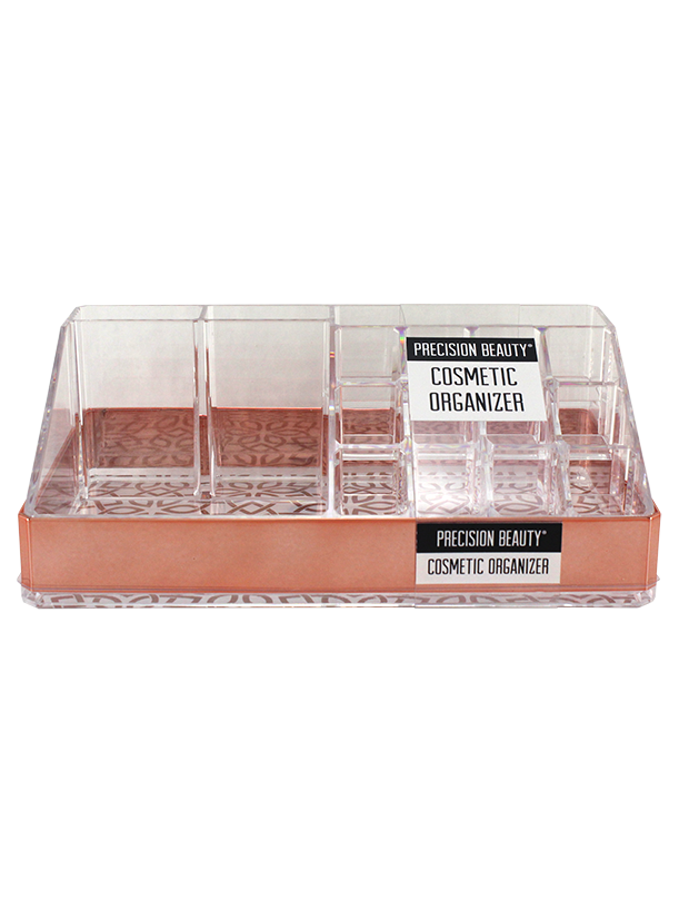 Clear and Rose Gold Cosmetic Organizer