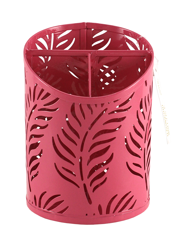 3 Section Cup Organizer Palm Pattern Pink