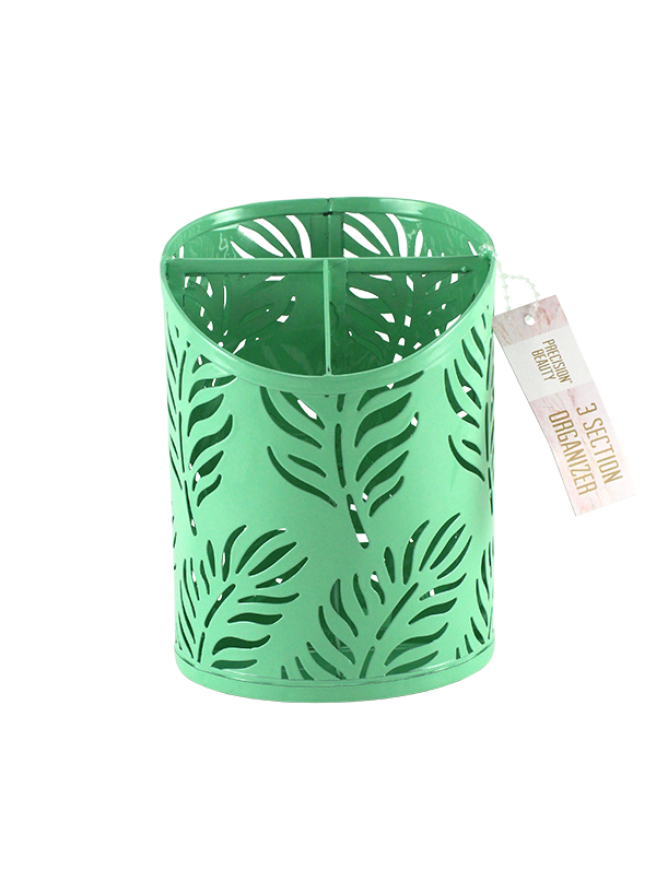 3 Section Cup Organizer Palm Pattern Green