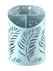 3 SECTION CUP METAL ORGANIZER. PALM PATTERN