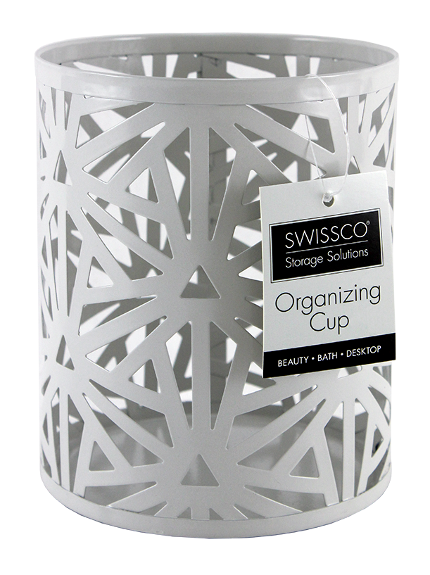 LARGE CUP METAL ORGANIZER. TRIANGLES PATTERN