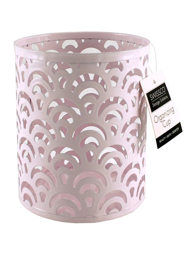 LARGE CUP METAL ORGANIZER. SCALLOP PATTERN