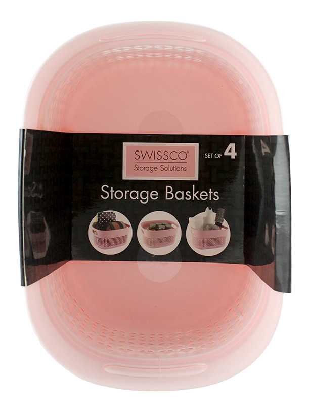 4PC SET PLASTIC STORAGE BINS