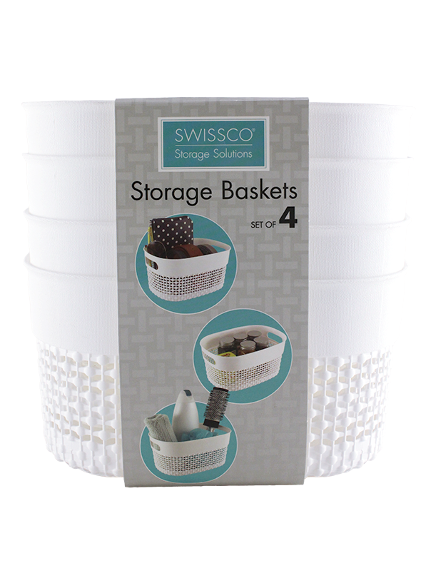 4PC SET PLASTIC STORAGE BINS