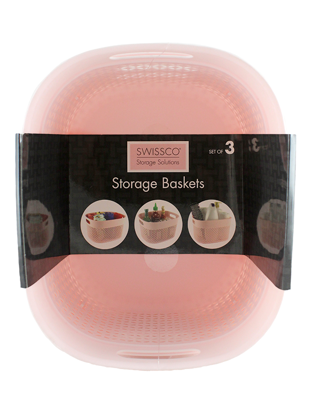 3PC SET PLASTIC STORAGE BINS