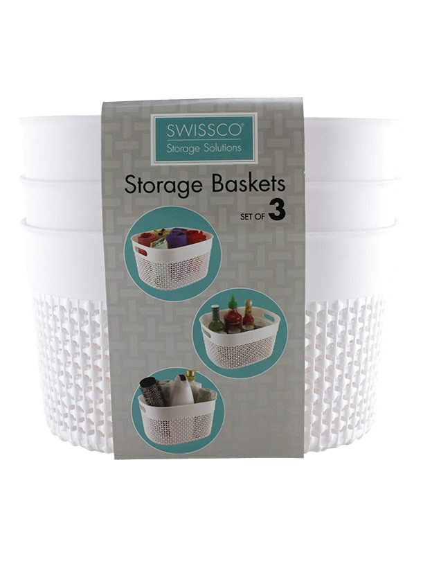 3PC SET PLASTIC STORAGE BINS