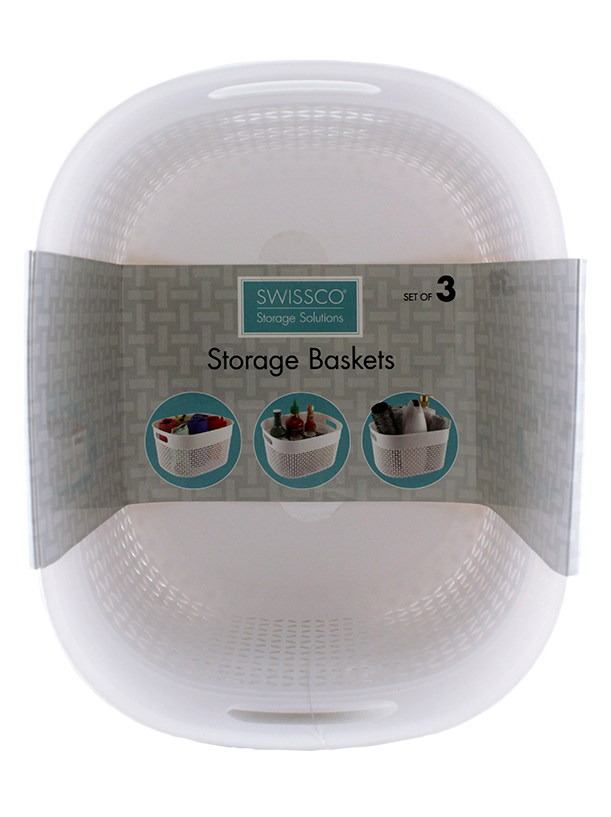 3PC SET PLASTIC STORAGE BINS