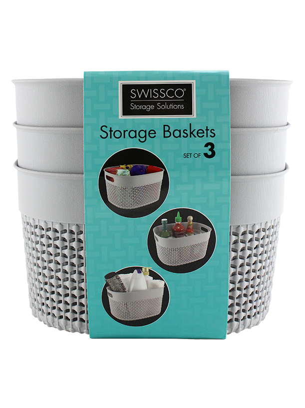 3PC SET PLASTIC STORAGE BINS