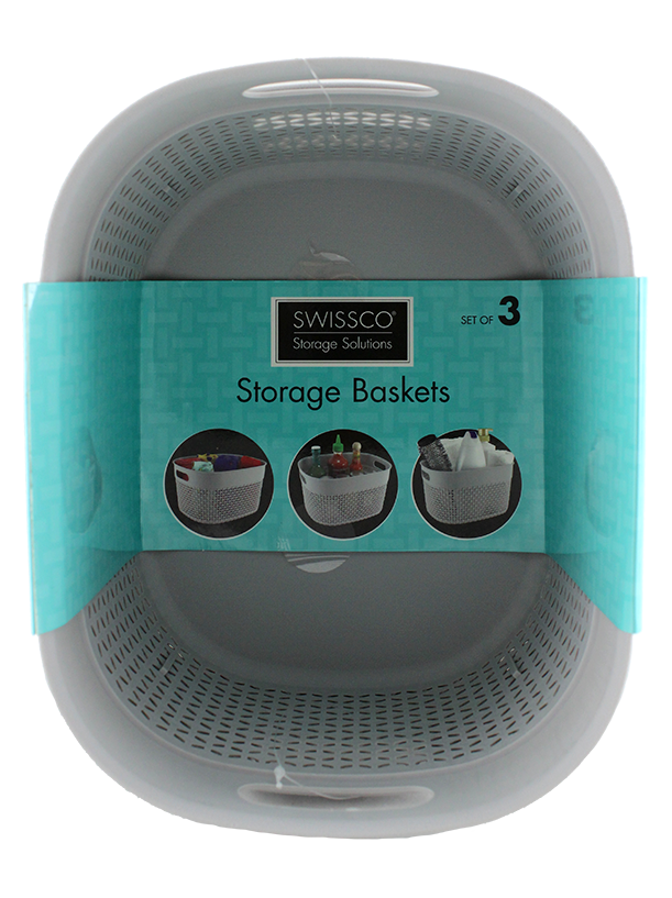 3PC SET PLASTIC STORAGE BINS