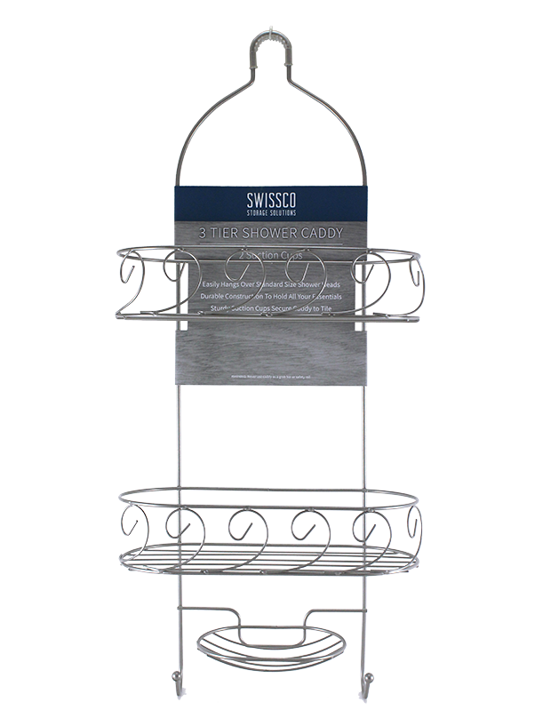 SHOWER CADDY WITH 2 CLEAR SUCTION CUPS