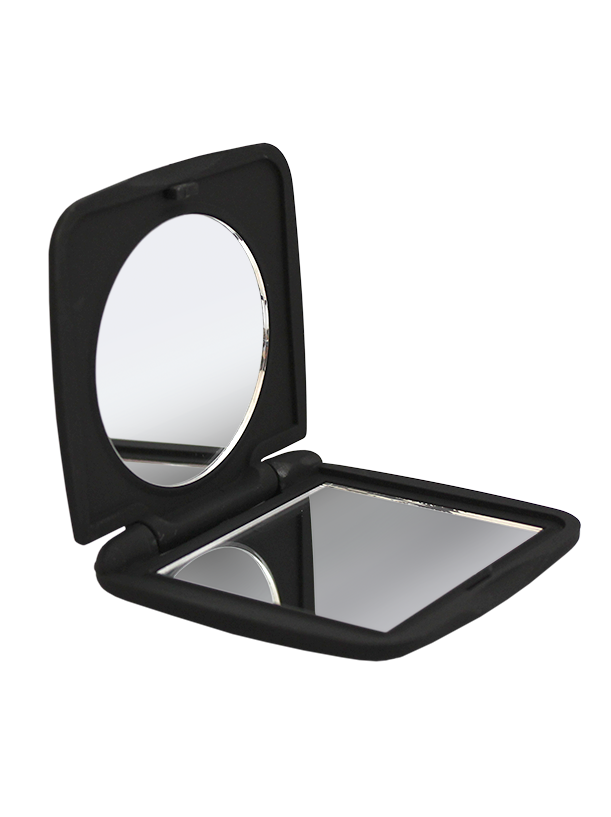 Soft Touch Compact Mirror Black, 1X/5X