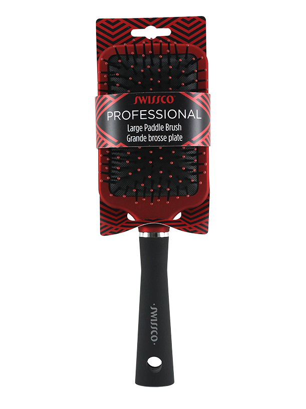 Red & Black Soft Touch Paddle Hair Brush with Polypin Bristles