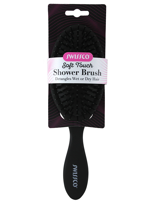 SOFT TOUCH SHOWER HAIR BRUSH/BLACK,PURPLE,PINK