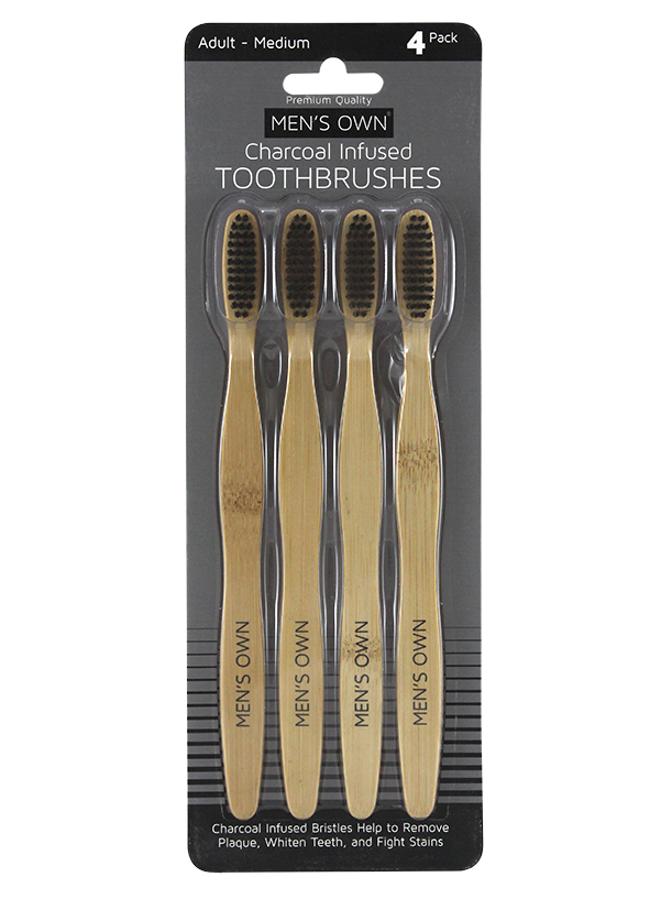 4PK BAMBOO HANDLE CHARCOAL TOOTHBRUSH MEDIUM