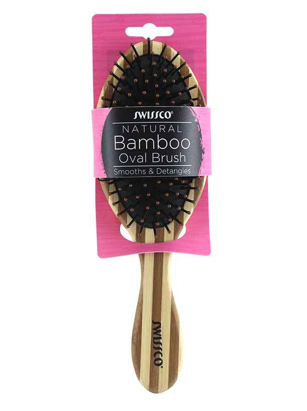 Striped Bamboo Oval Hair Brush - Cushion Polypin