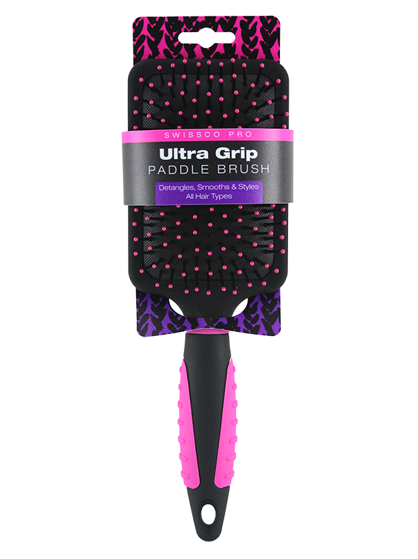 PRO PADDLE HAIR BRUSH WITH TEXTURED GRIP PINK AND PURPLE