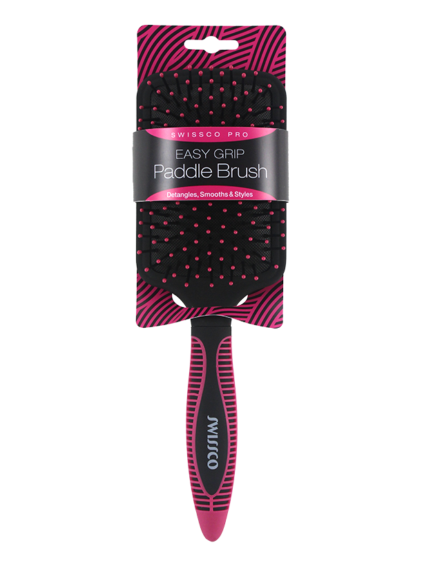 PADDLE HAIR BRUSH WITH SOFT TOUCH TEXTURED GRIP