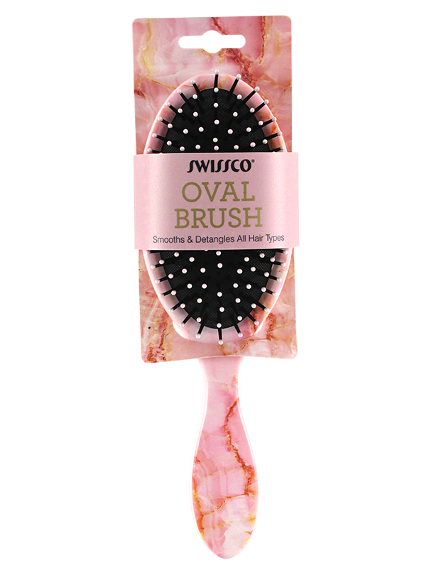 OVAL HAIR BRUSH. PINK MARBLE