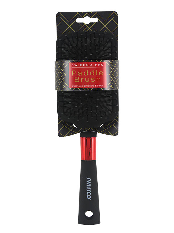 BLACK SOFT TOUCH PADDLE HAIR BRUSH(GEO ARTWORK)