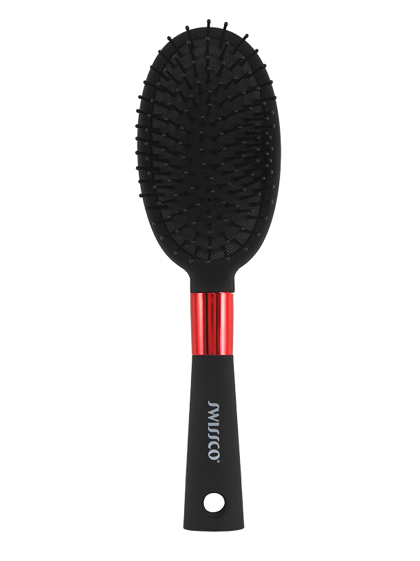 BLACK SOFT TOUCH OVAL HAIR BRUSH(ROSE ARTWORK)