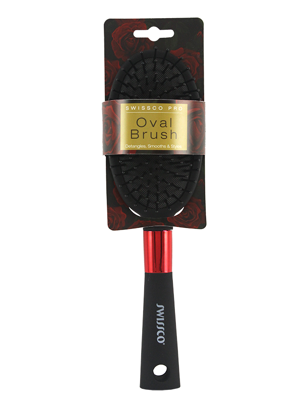BLACK SOFT TOUCH OVAL HAIR BRUSH(ROSE ARTWORK)